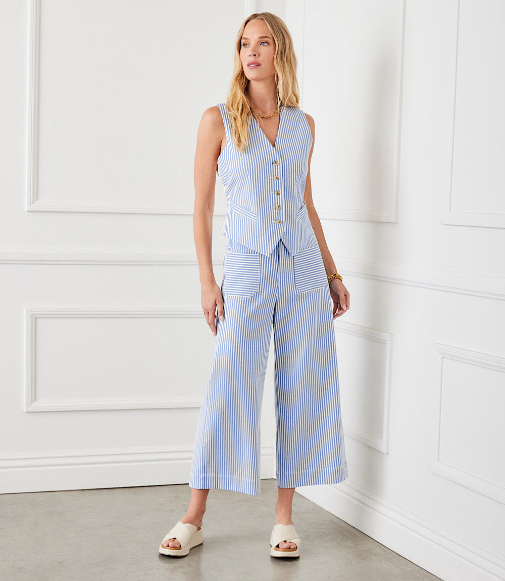 Gestreept vest met knoopjes