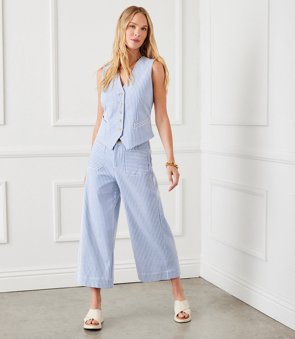 Gestreept vest met knoopjes