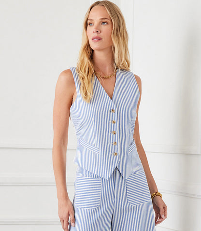 Gestreept vest met knoopjes